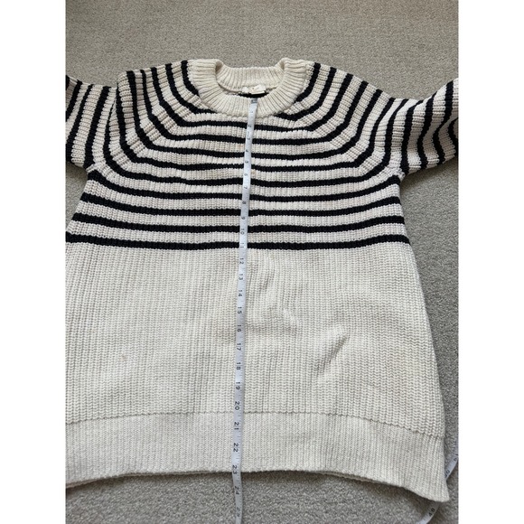 Kate Spade New York Striped Chunky Knit * Flaws* Sweater XL Cream Navy Side Zip - Picture 11 of 11
